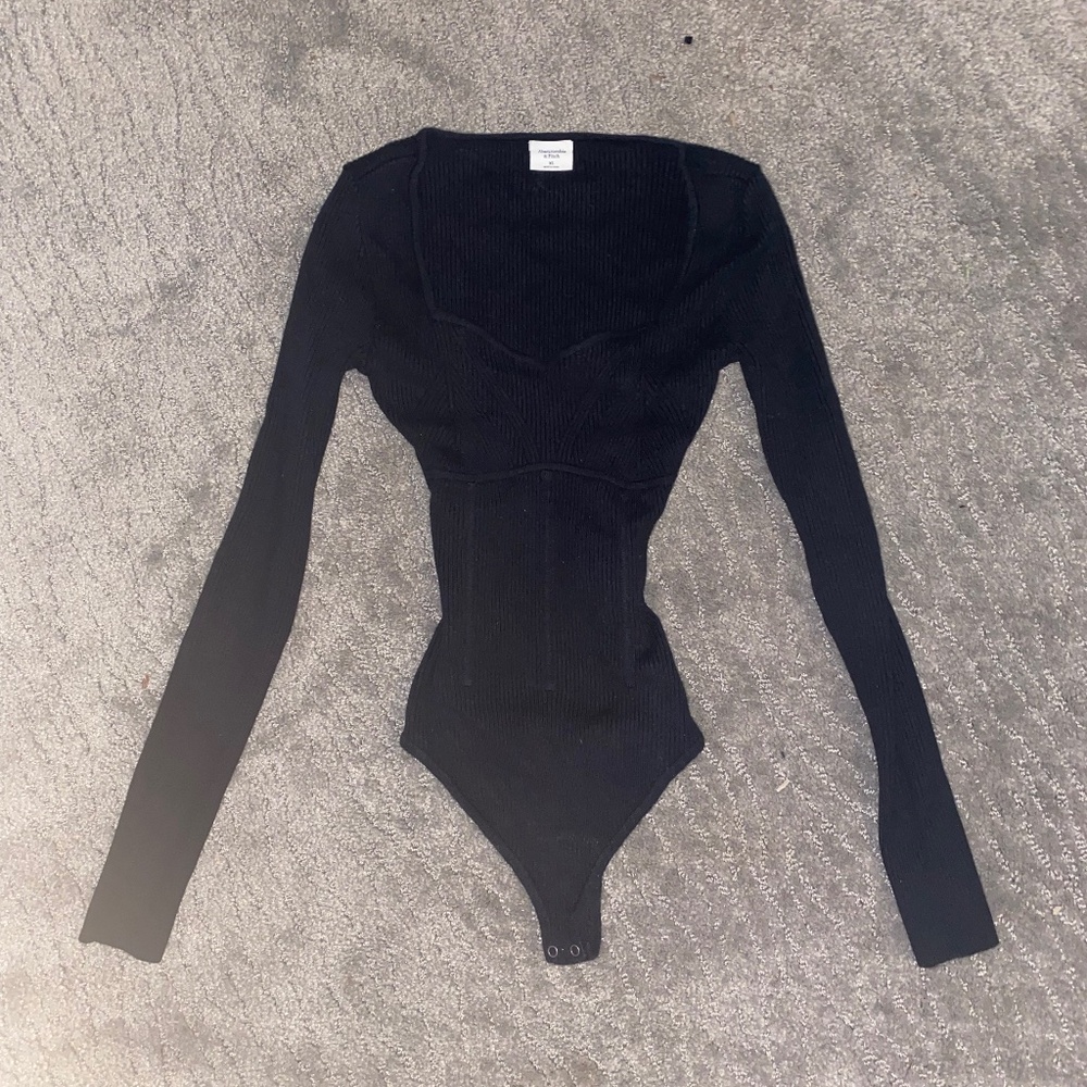 Abercrombie And Fitch  Black Knitted Long Sleeve Body Suit.